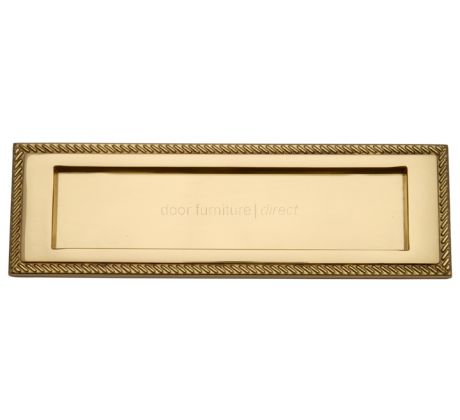Polished Brass Georgian Rope Edge Letter Box 10x3in (254x78mm)